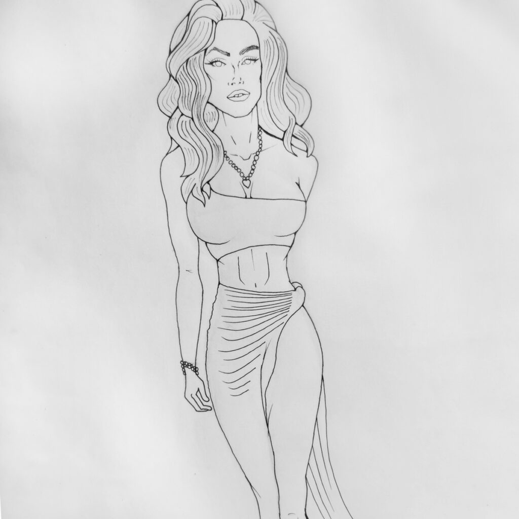 Line Art of Pin-up Sketch