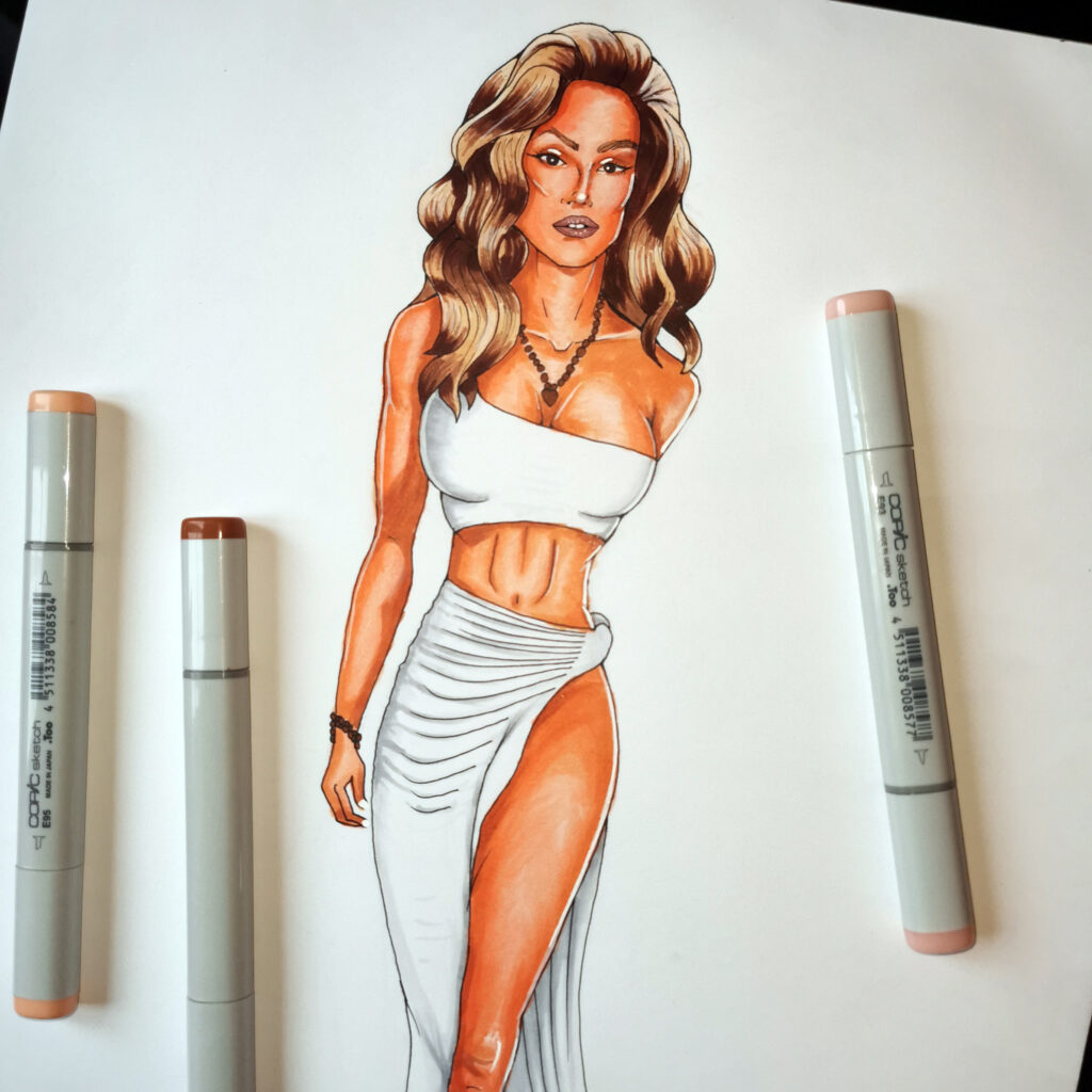 copic marker sketch of pinup girl